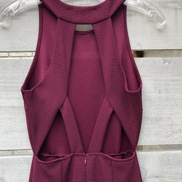 Akira Chicago Red Label Stunning Cutout Back Design - Burgundy Dress - Picture 4 of 12